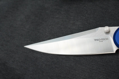 RARE Protech x Peace Neighbor Avalon - Knurled Blue Aluminum Magnacut 4.25”