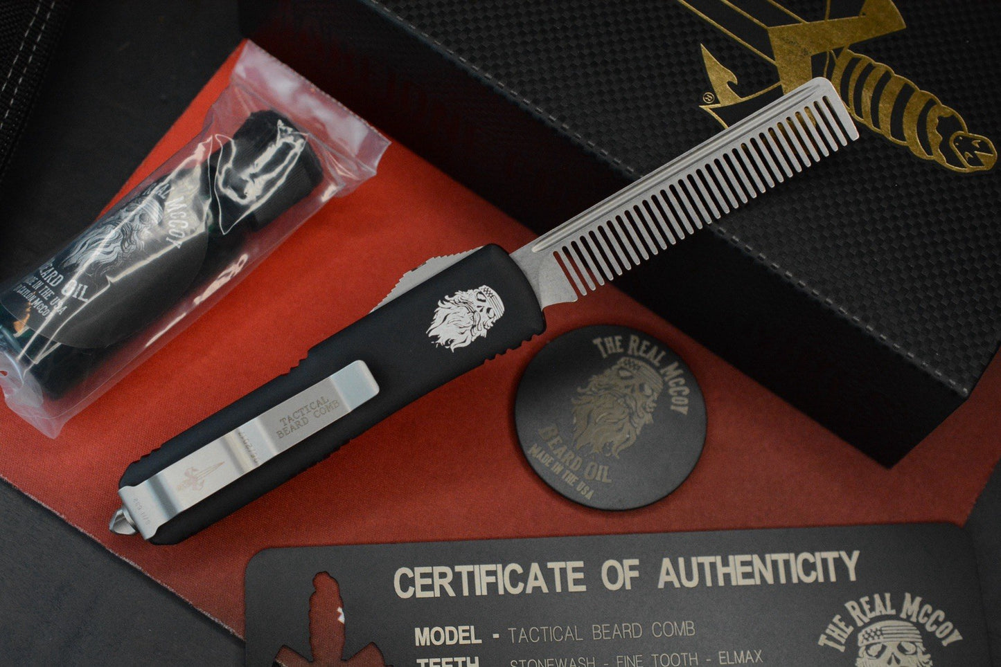 RARE Marfione Custom x Real McCoy Tactical Beard Comb Fine Tooth Elmax SN 632 05/2017