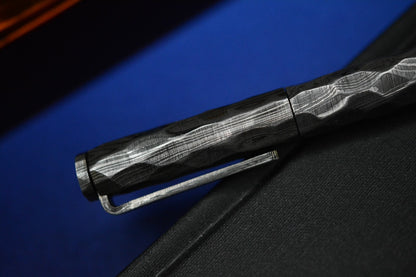 RARE Royal Creations Rocked Damascus & Copper Twist Pen - Re Playge Microtech