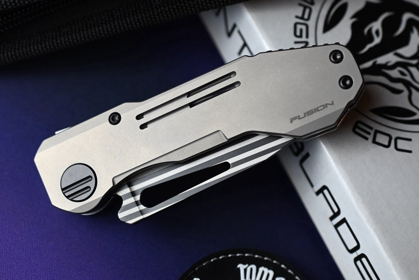 NEW Winterblade Fusion - Natural Titanium Scales w/ Laser Bacon M390 Blade