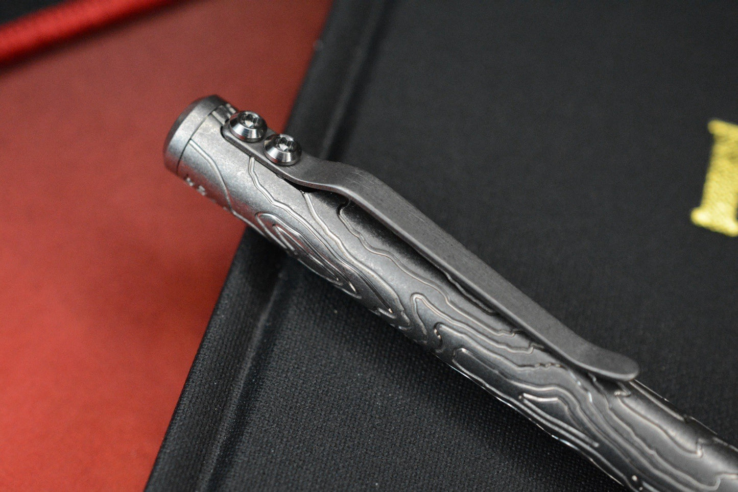 RARE Triple Aught Fellhoelter Ti-Bolt Custom Topo Titanium Pen w/Skull TAD Patch