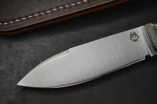 NEW Jack Wolf Vampire Hunter FB - Green Micarta/ MagnaCut w/Sheath USA MADE