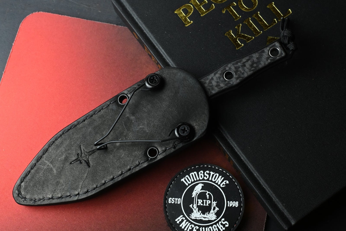 RARE Heretic Mini Nephilim Fixed Blade - Black DLC MagnaCut / Carbon Fiber