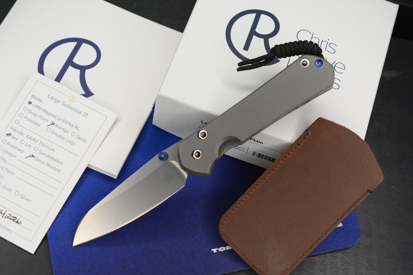NEW Chris Reeve Large Sebenza 31 - Glass Blasted / Inkosi Blade w/ Sheath