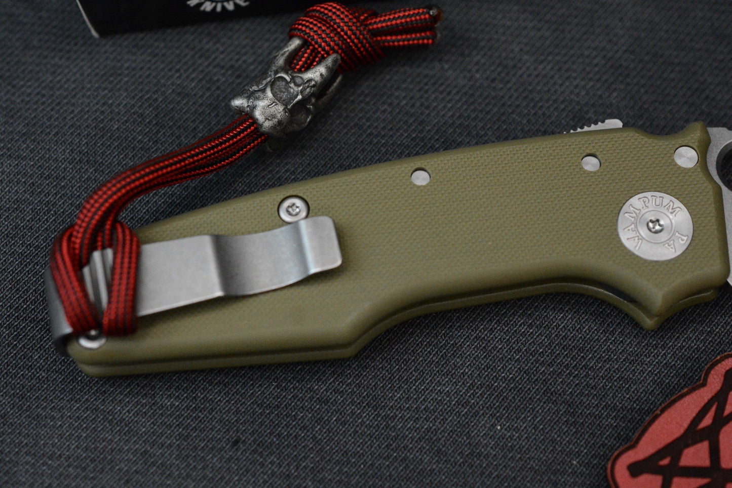 NEW Demko AD22 Shark Foot Magnacut - OD Green G-10 w/ Molar Bead & Patch