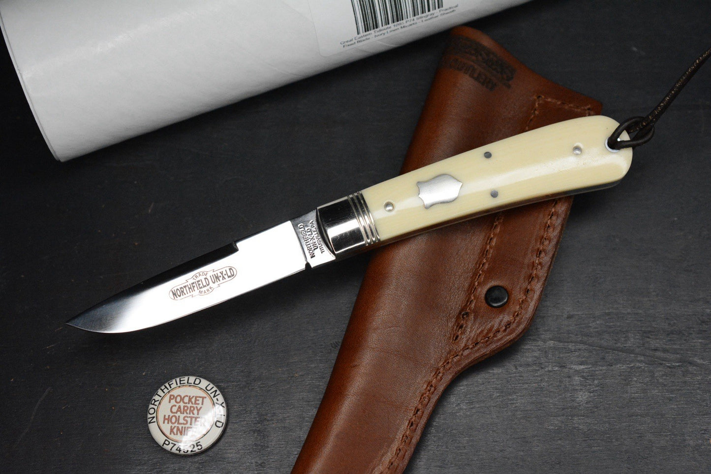 NEW Great Eastern Cutlery #P74525 Northfield Ivory Linen Micarta Pocket Fixie