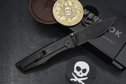 NEW Pete’s Pirate Life PPK Overlook Kinfe & Coin - M390 / Black Acid Wash Ti