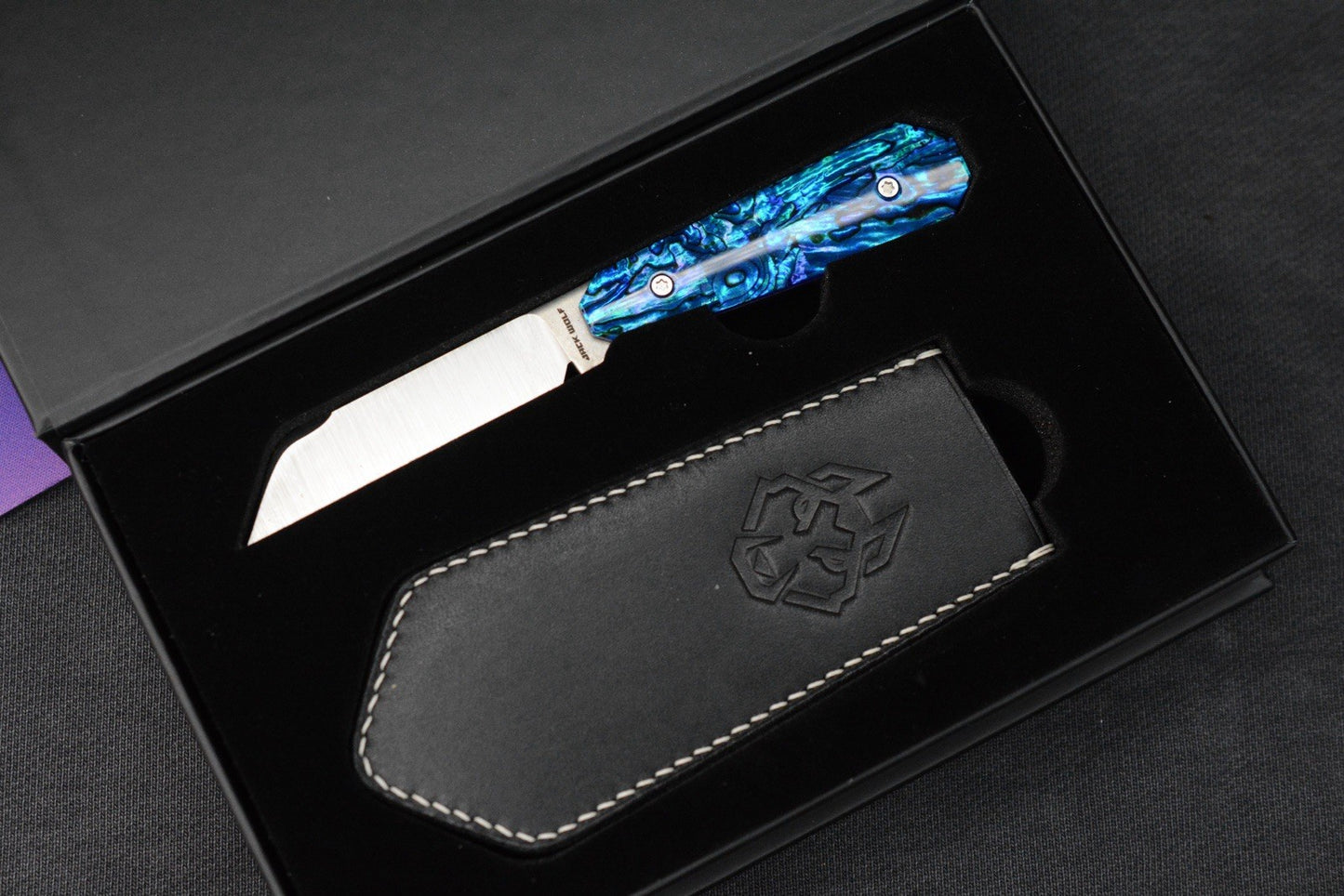 NEW Jack Wolf x Miller FixEDC Backwoods True Blue LE / Satin S90V w/ Sheath