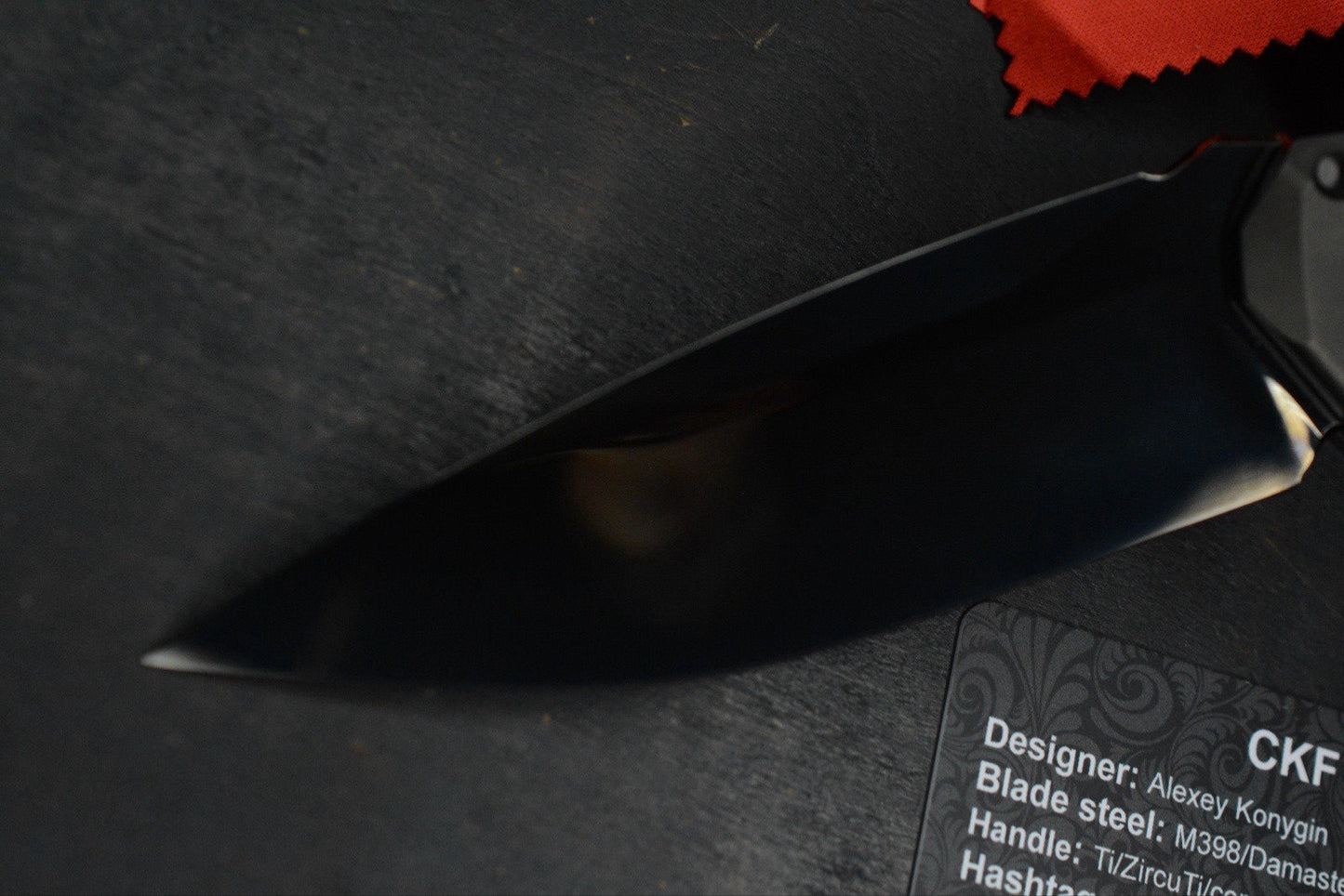 NEW Custom Knife Factory T25 DLC Milled Ti / Polished DLC M398 w/Zirc Droid Bead