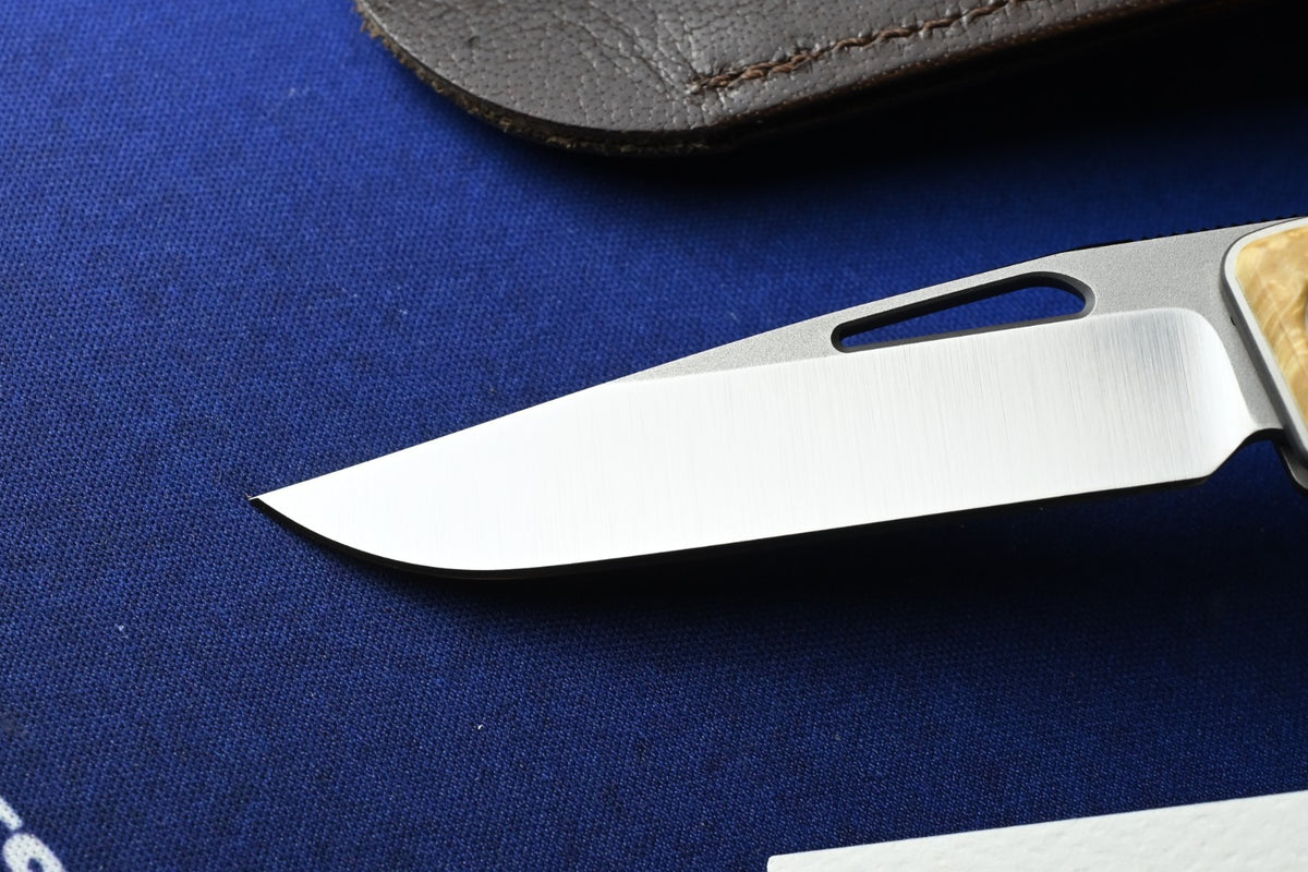 NEW Chris Reeve Mnandi - Box Elder Wood Inlay / Magnacut DP w/ Leather Sheath