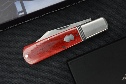NEW Jack Wolf Gateway Barlow - Red Bone Handle/ Nickel Silver/ Sandvik 14C28N