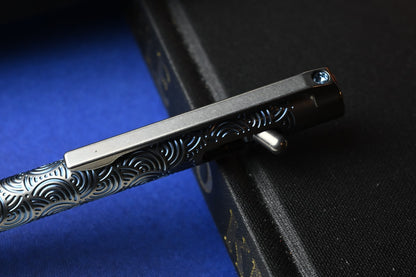 RARE Urban EDC x Magnus Titanium Click Shift Pen - Matte Ti w/ Blue Ti Seigahai