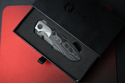 NEW Null Knives Voodoo Doll - Acid Wash Damasteel / Black Camo Carbon Fiber