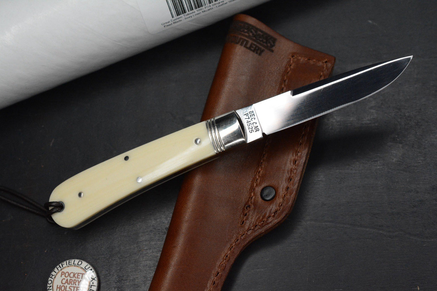 NEW Great Eastern Cutlery #P74525 Northfield Ivory Linen Micarta Pocket Fixie