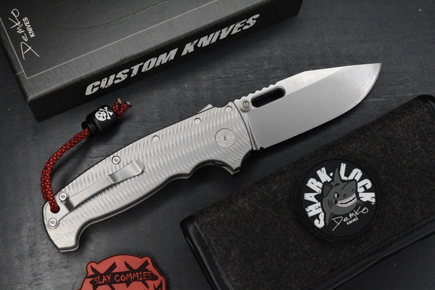 RARE++ Demko AD20 XXX Textured Ti / Clip Point 3V w/ XXX Poison Bead & Patch