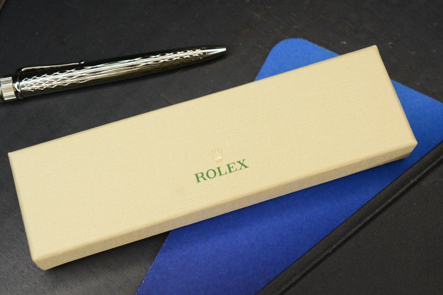 RARE Rolex Silver Diamond Ballpoint Pen w/ Original Packaging