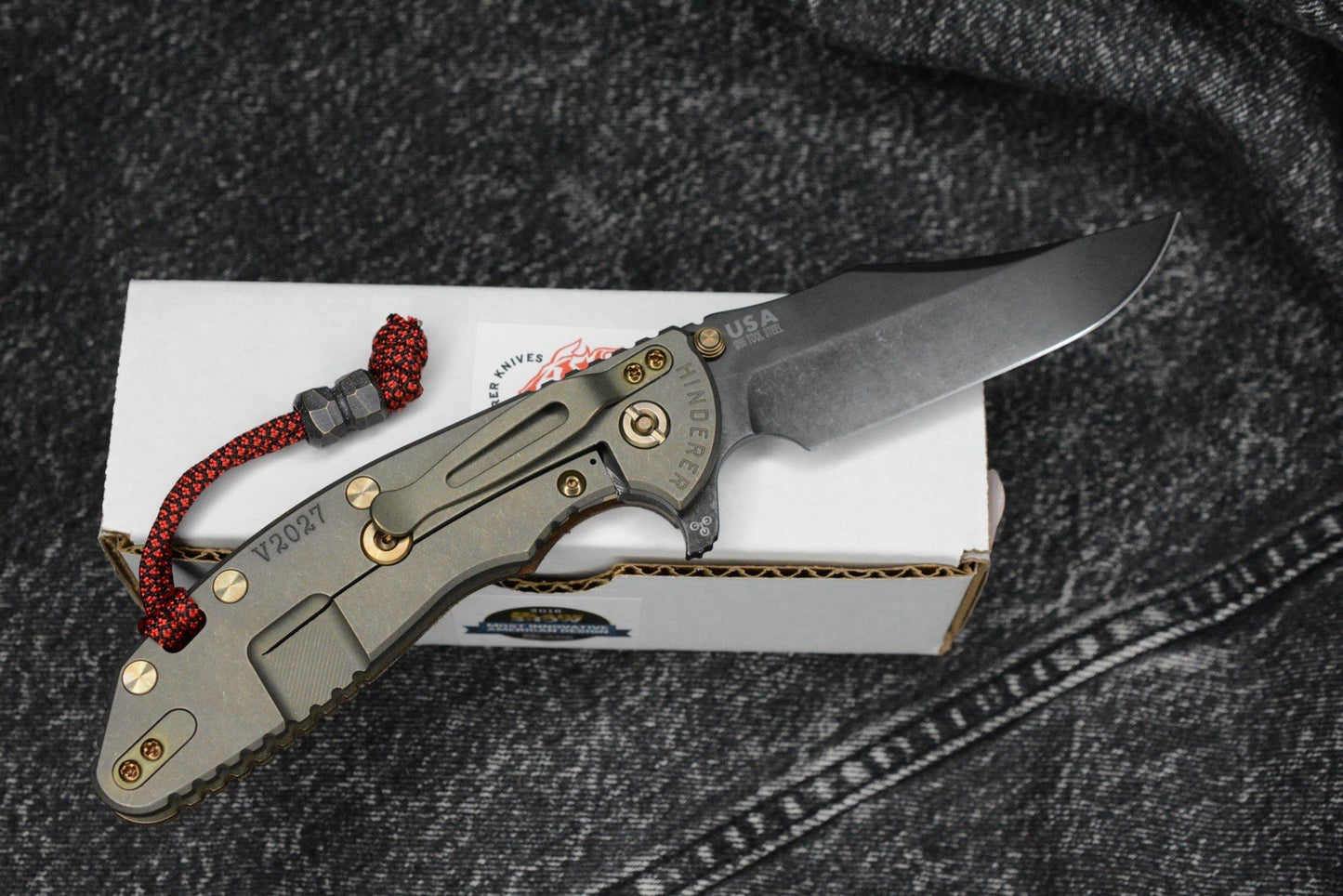 RARE Hinderer Skinny XM-24 - Walnut Handle/ Antique Green Ti - Battle Worn
