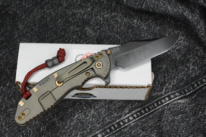 RARE Hinderer Skinny XM-24 - Walnut Handle/ Antique Green Ti - Battle Worn