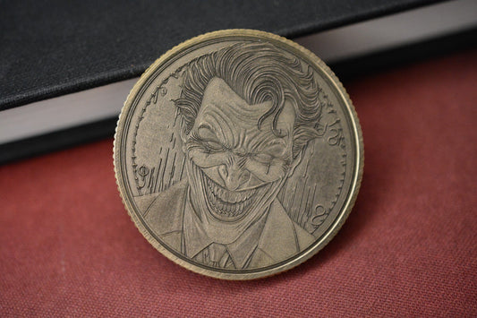 CUSTOM The Joker Brass Challenge Coin - Double Sided Re Playge Microtech