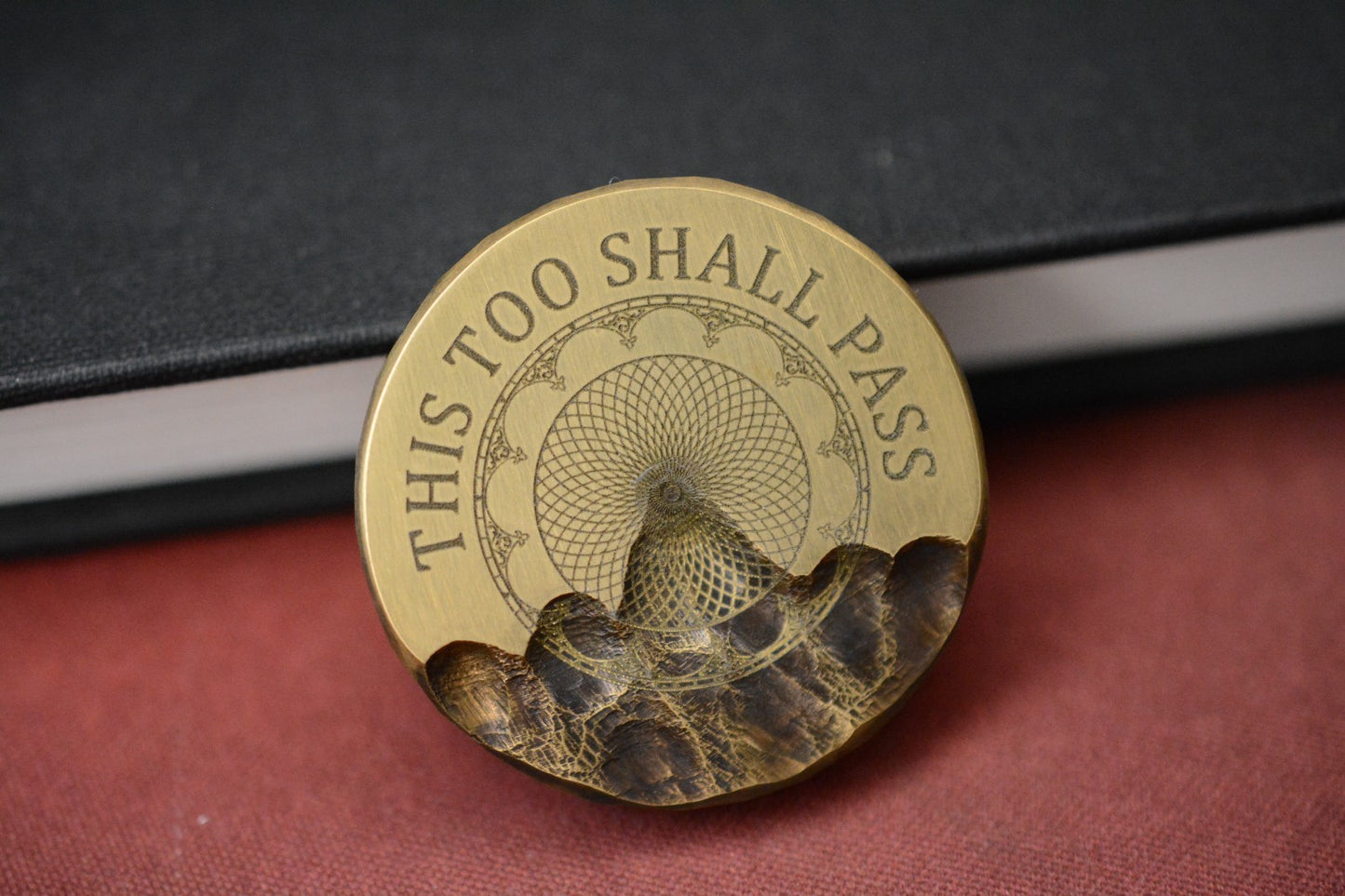 CUSTOM This Too Shall Pass Brass Challenge Coin - Re Playge Microtech