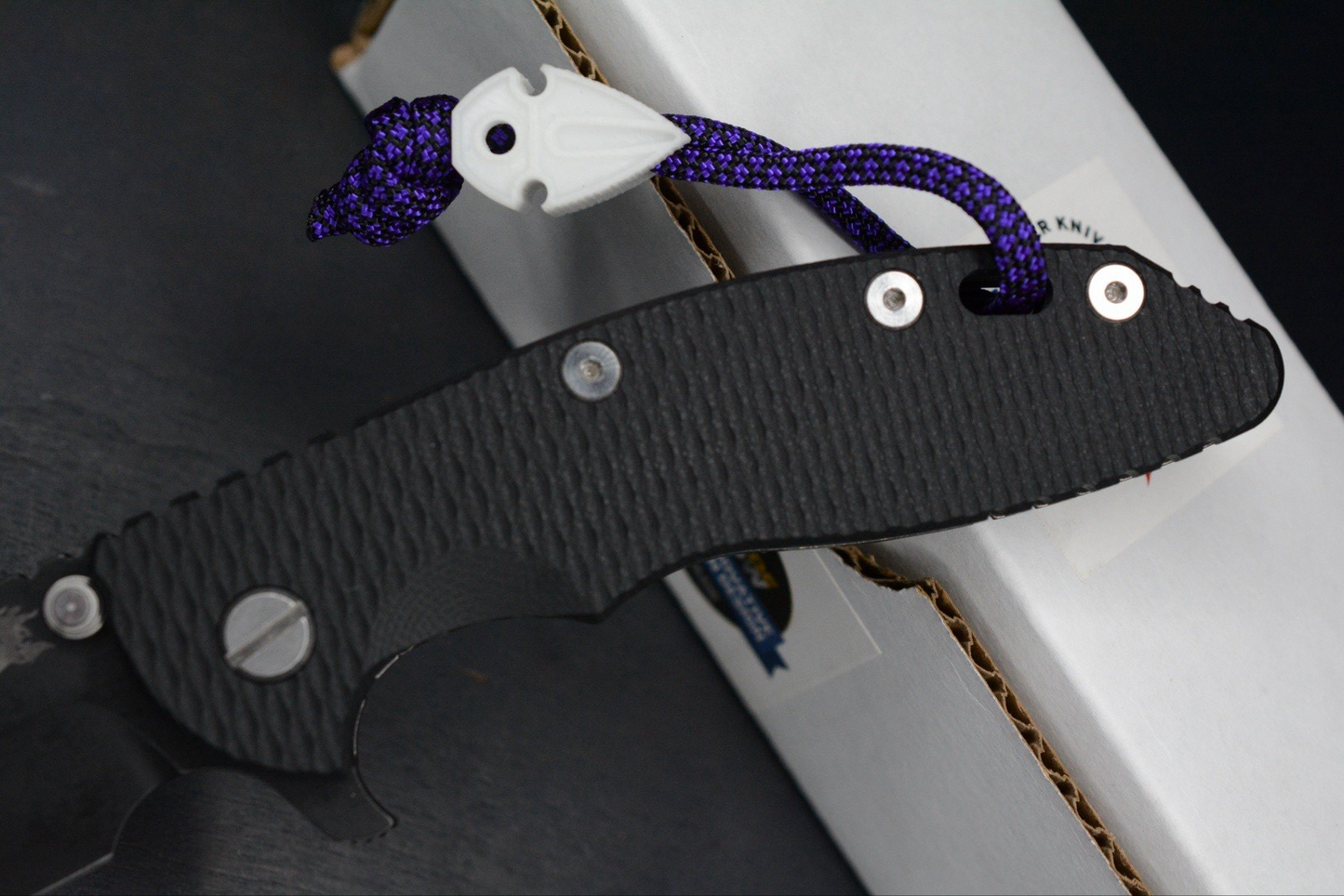 RARE Hinderer XM-18 Battle Black Magnacut Bowie/ G10 w/ Koch Artifakt Bead