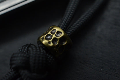 CUSTOM Apparatus EDC Utility Knife Skull Edition Titanium/ Brass & Rock Bead