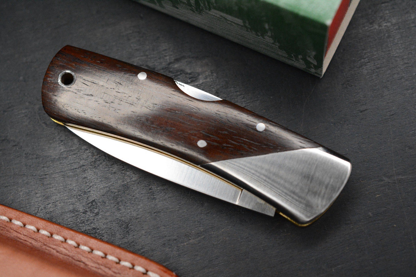 RARE++ Al Mar Denali Top Gun Cocobolo Handles SS Bolsters w/ Leather Sheath