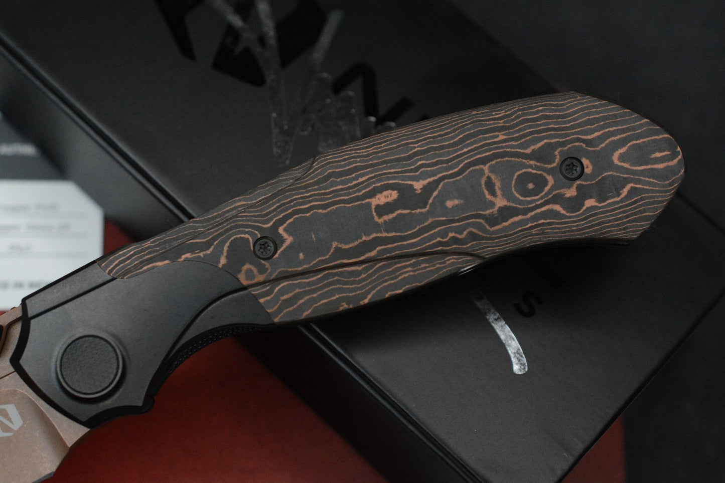 NEW Null Knives Vandal Knife Ti/Copper  PVD/ Camo Carbon Fiber SN 32 Of 50