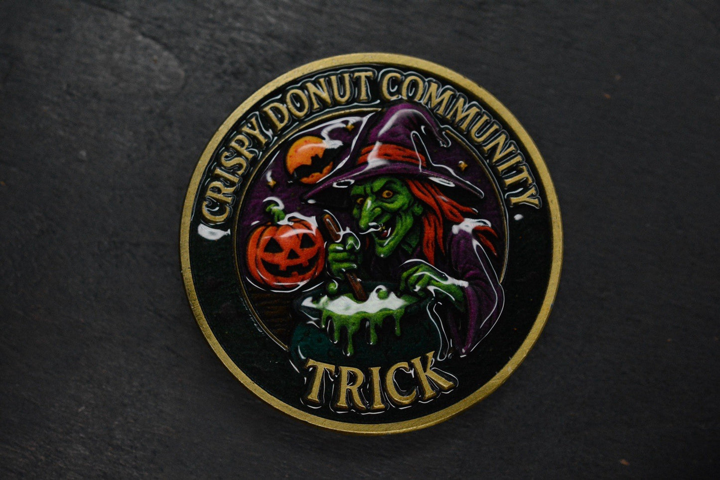 RARE Half Face Cardiac Spike Halloween SE Orange G10  w/Tactile Turn Bead & Coin