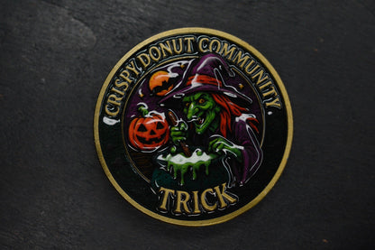 RARE Half Face Cardiac Spike Halloween SE Orange G10  w/Tactile Turn Bead & Coin