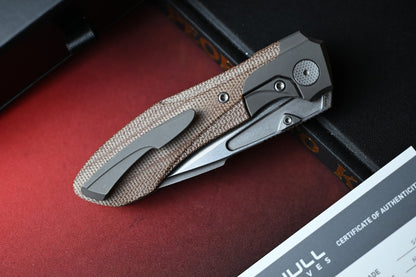 NEW Null Knives Voodoo Doll - Stonewashed Vanax / Natural Micarta Scales SN# 70