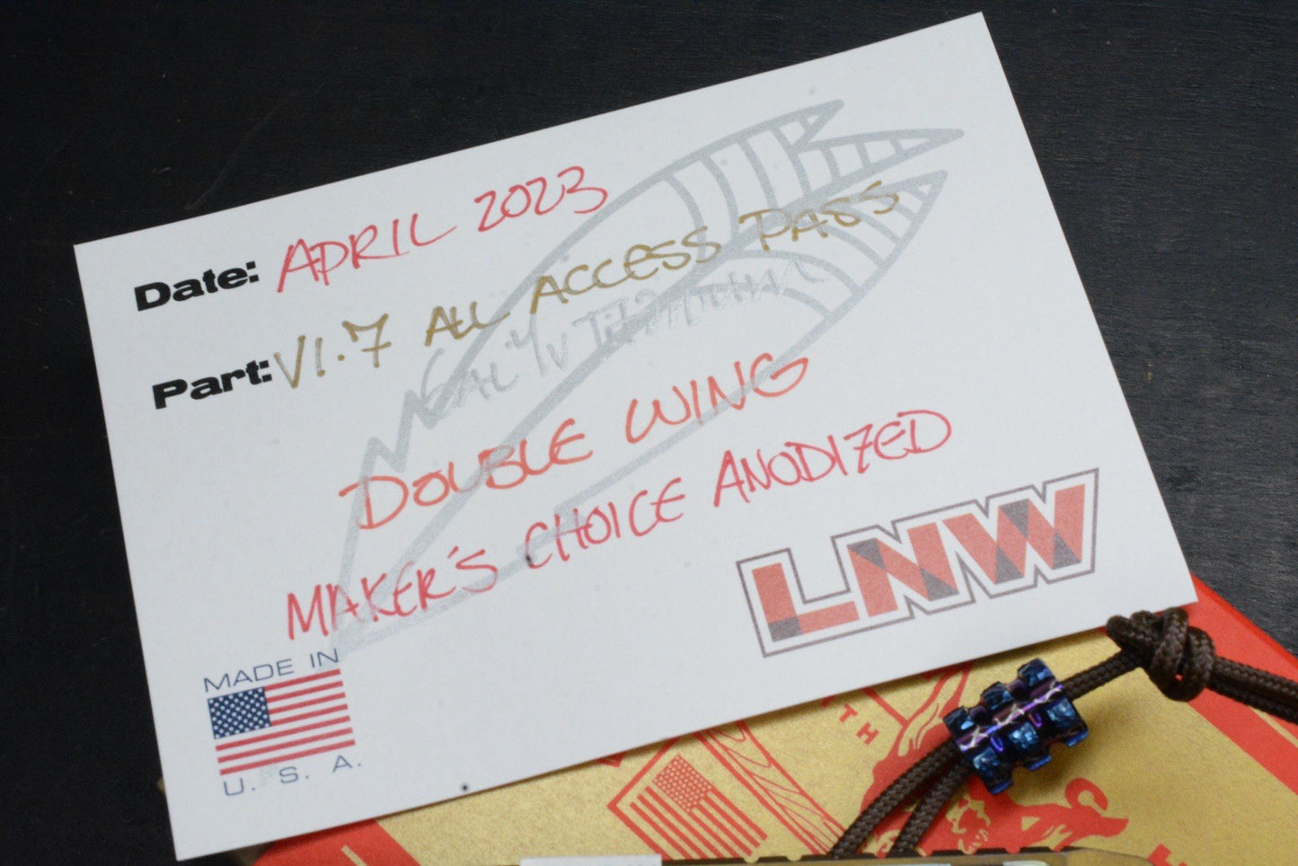 NEW Lynch Northwest V1.7 Double Wing Makers Choice Ano Pry w/ Custom Bead & COA