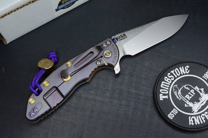 RARE Hinderer Spec Assembly XM-18 2-Tone/ Natural Micarta / Purple BB Brass Hdw