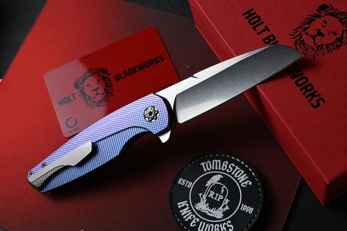 RARE Holt Bladeworks Haptic2.0 - Blurple Ano Checkered / Near Mirror M390