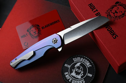 RARE Holt Bladeworks Haptic2.0 - Blurple Ano Checkered / Near Mirror M390