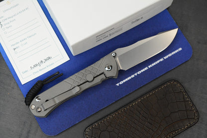 NEW Chris Reeve Umnumzaan - Sand Blasted / Drop Point Magnacut w/Leather Sheath