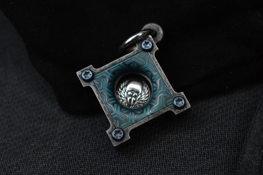 RARE Steel Flame KillboX Crusader Warrior Blued Ti Pendant