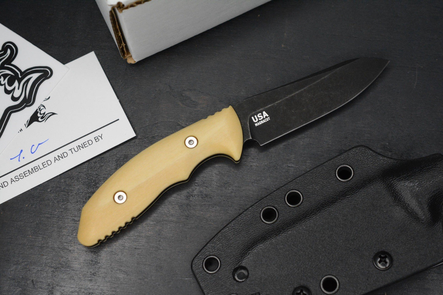 NEW Hinderer Flashpoint Magnacut Sheepsfoot Fixie - Battle Black Buckeye Handle