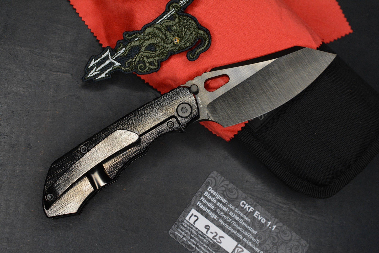 RARE Custom Knife Factory Rotten Evo 1.1 Barked Black DLC POLISHED w/ PDW Patch