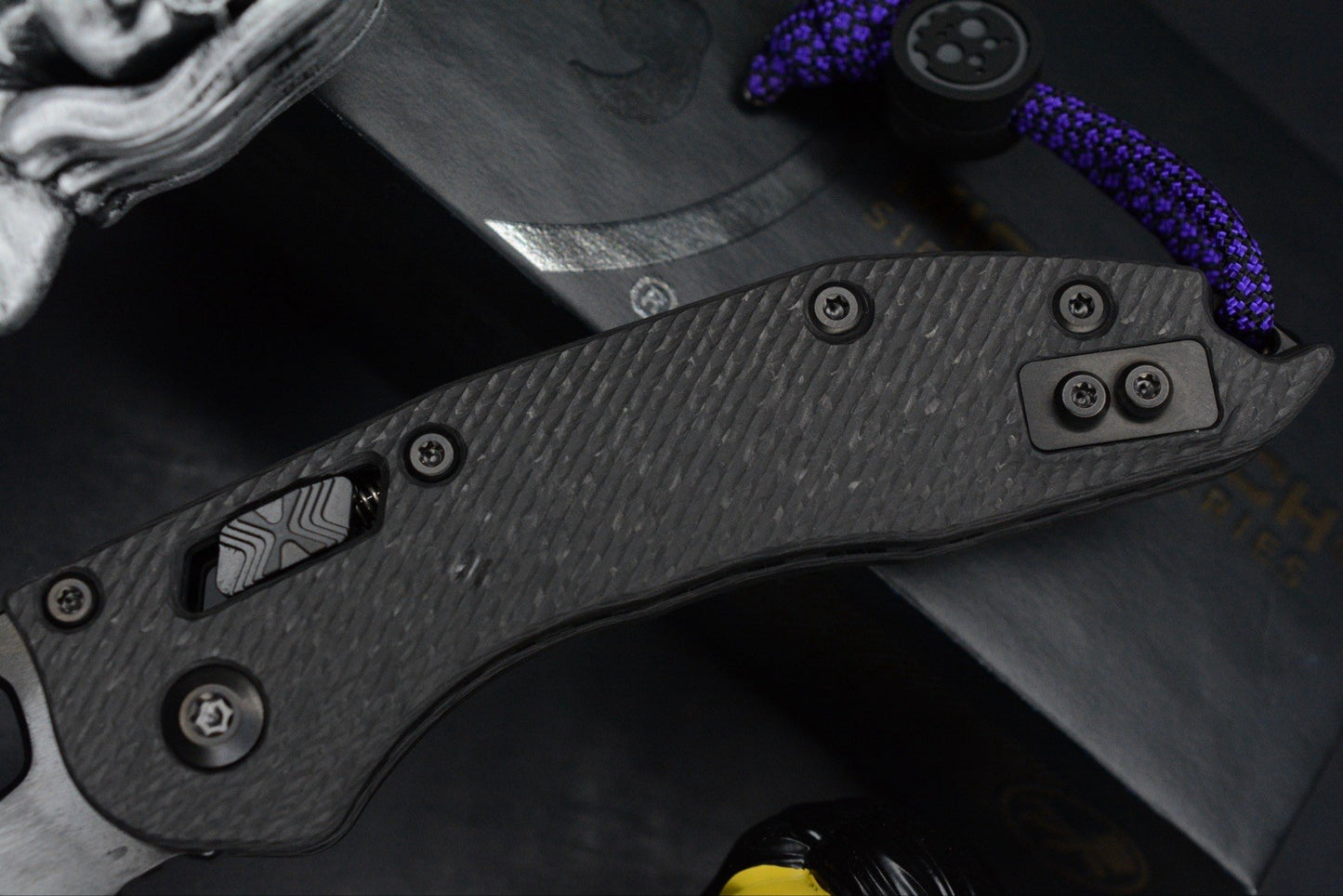 NEW Microtech Stitch-Ram-Lok Carbon Fiber Black DLC w/ Playge Skall & Ozzy Pack