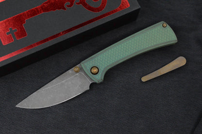 NEW CHAVES Knives RCK9 - Green Dragon Scale Mod Ti / M390 Drop Point / Ano Ti