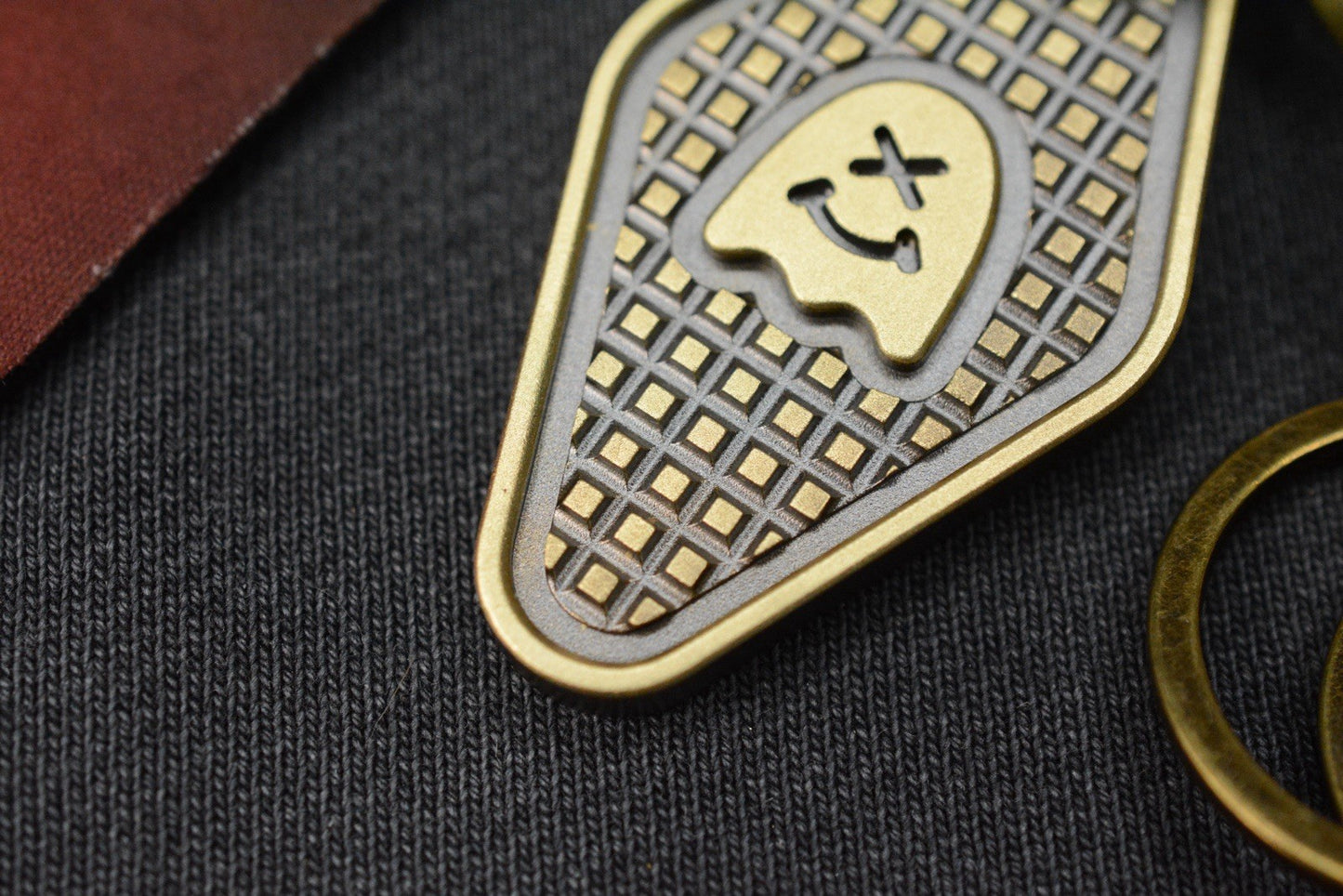 NEW WKRMN DESIGN BLACKENED FRAG TAG w/ Custom Brass Carabiner