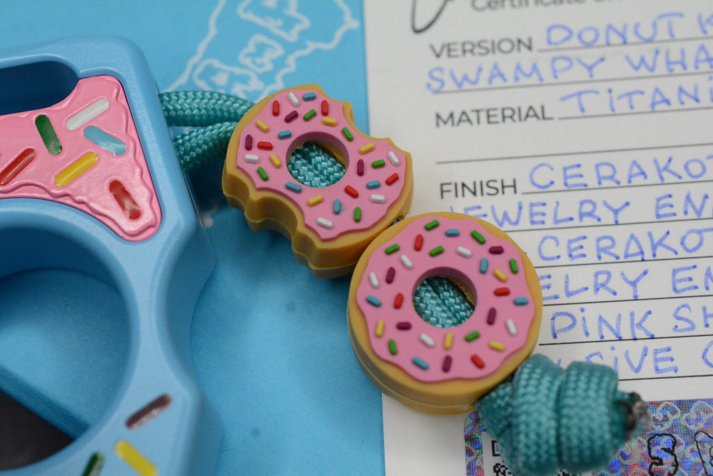 NEW SWAMP EDC Swampy Whale - Dessert Warrior Donut Print Blue w/ Beads & Patch