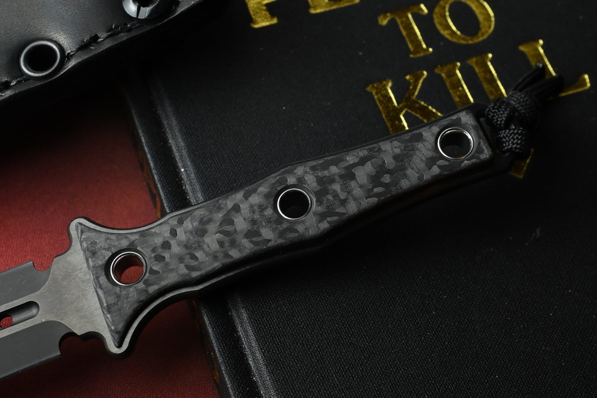 RARE Heretic Mini Nephilim Fixed Blade - Black DLC MagnaCut / Carbon Fiber