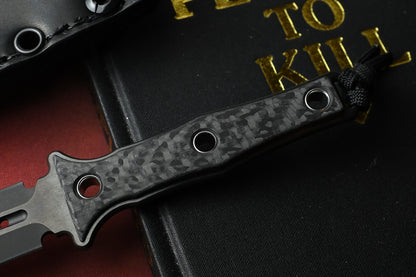 RARE Heretic Mini Nephilim Fixed Blade - Black DLC MagnaCut / Carbon Fiber