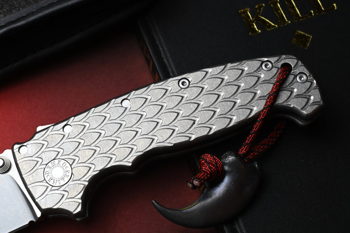 RARE Demko AD20 XXX - Full Ti Dragon Scale / CPM3V Clip Point w/Dragon Claw Bead