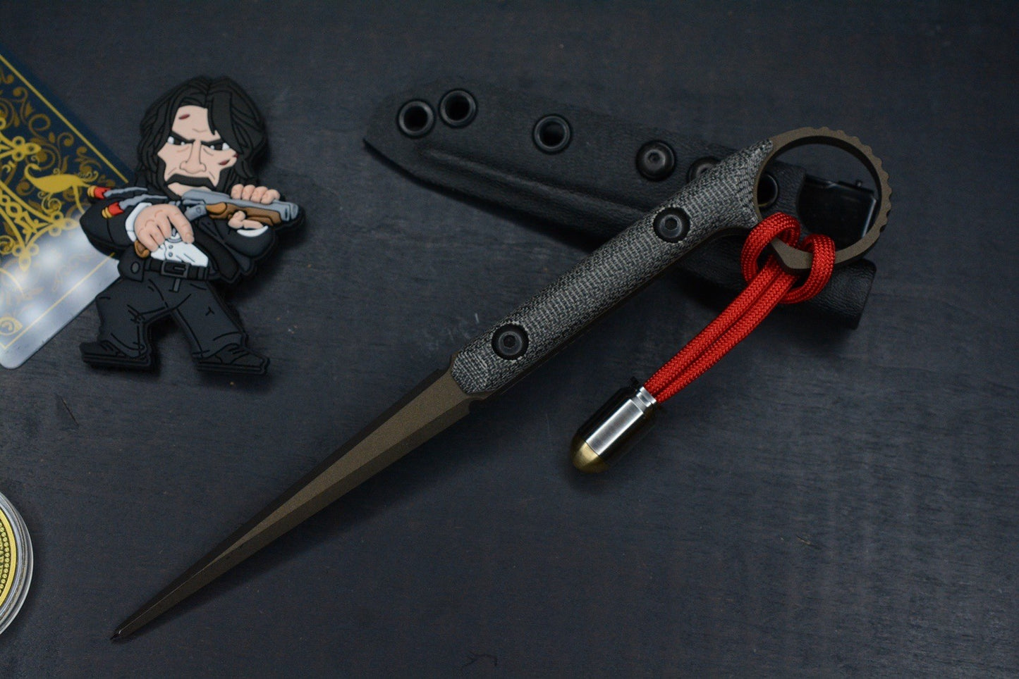 RARE Half Face Blades Cardiac Spike Black Micarta Midnight Brze w/John Wick Pac
