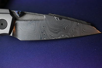 NEW Null Knives Voodoo Doll - Damasteel / Black Camo CF w/ Custom Timascus HDW