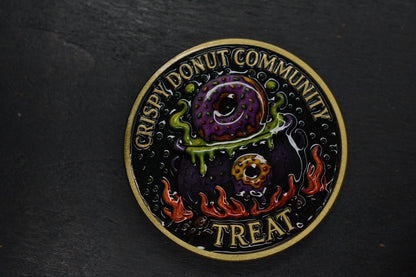 RARE Half Face Cardiac Spike Halloween SE Orange G10  w/Tactile Turn Bead & Coin