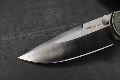 NEW Pro-Tech Integrity TR-3 Manual Green Battleworn Reptile Handle S35VN